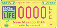 Organ donor sample license plate