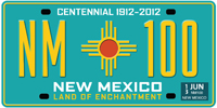 Sample turquoise NM license plate